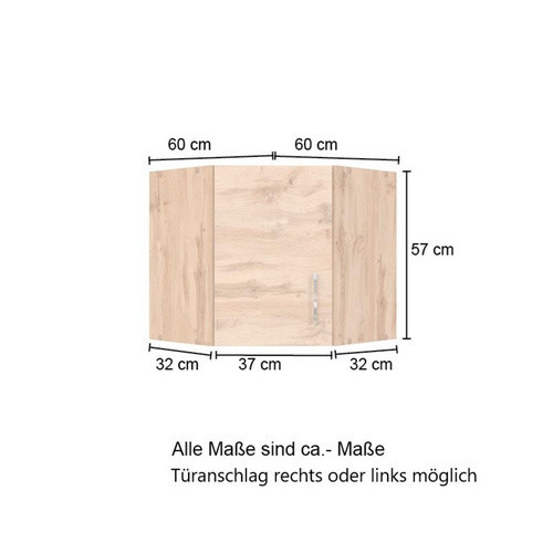 HELD MÖBEL Eck-Hängeschrank Bologna in Bunt, B/H/T: 60 x 57 x 60 cm - Bild 1