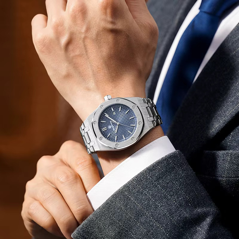 PAAZOMU Armbanduhr Quarz, Edelstahl, Schwarz, Herren, Datum - Bild 5