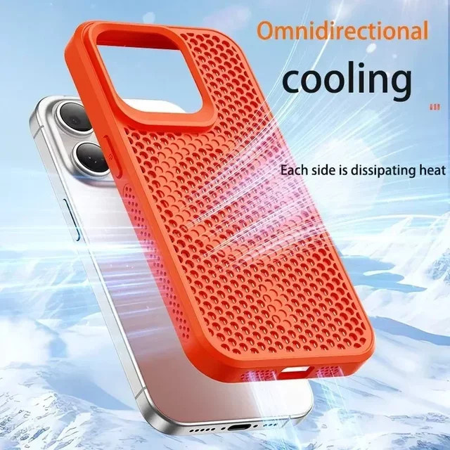 EIENACOCO Atmungsaktive Kühlende Handyhülle mit MagSafe für iPhone 17 16 15 14 13 12 Pro Max in Orange - Bild 1