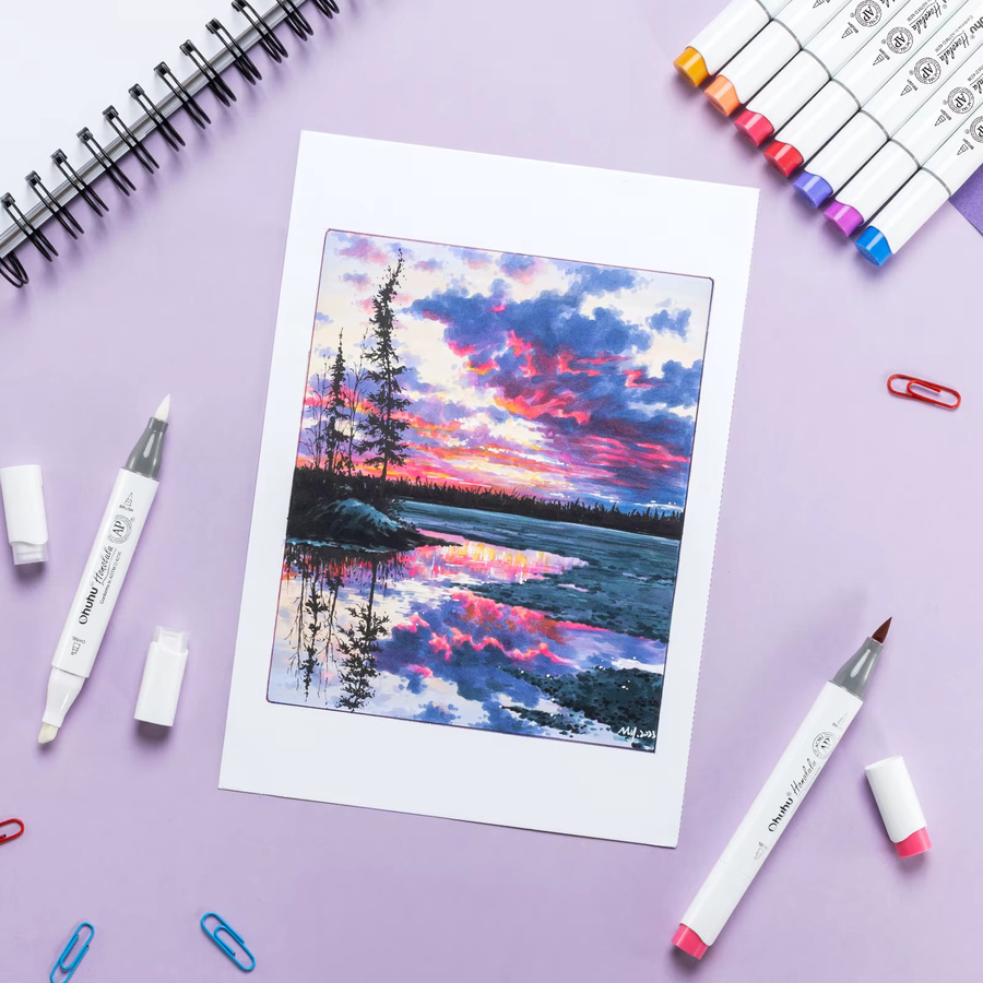 Ohuhu Honolulu Alkohol-Kunstmarker Set mit 104 Farben, nachfüllbare Doppelspitzen für Manga, Skizzieren und Zeichnen, Multicolor - Bild 2