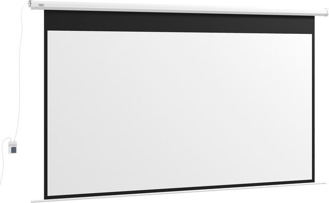 Elektrische Beamer-Leinwand von HOMCOM in Weiß mit Fernbedienung, Format 16:9, B/H: 266 x 149 cm - Bild 1