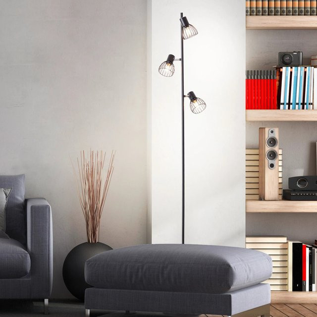 Brilliant Blacky 3-flammige Standleuchte in Mattschwarz aus Metall mit Fußschalter, B/H/T: 28 x 162 x 26 cm, E14 - Bild 1