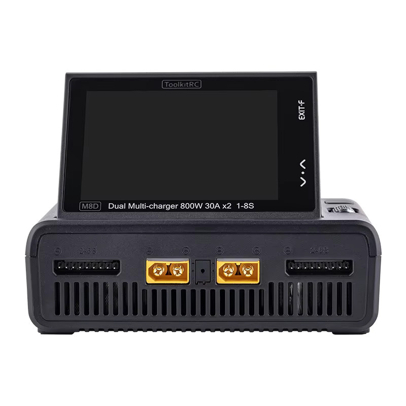 ToolkitRC M8D Dual-Kanal Lipo Akku-Ladegerät mit Touchscreen und XT60 Anschluss in Schwarz - Bild 2