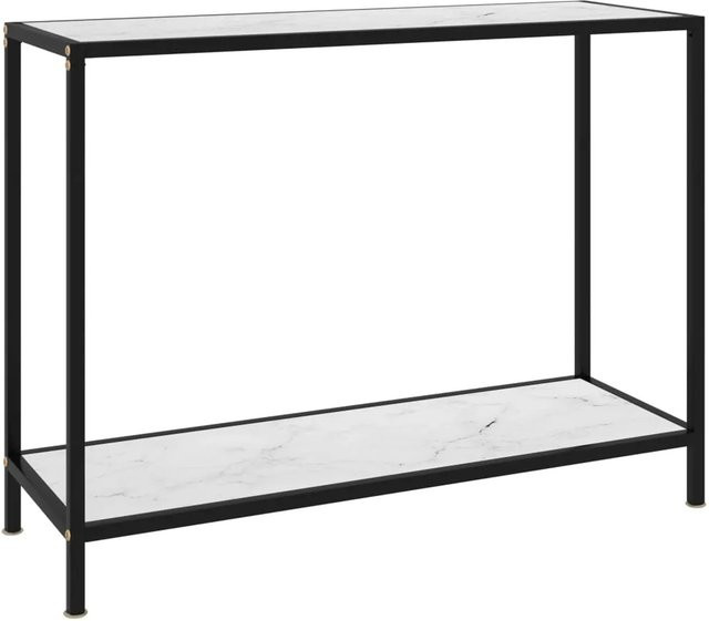vidaXL Konsolentisch in Weiß mit Hartglas und Metall, modern und rechteckig, B/T/H: 100 x 35 x 75 cm - Bild 1