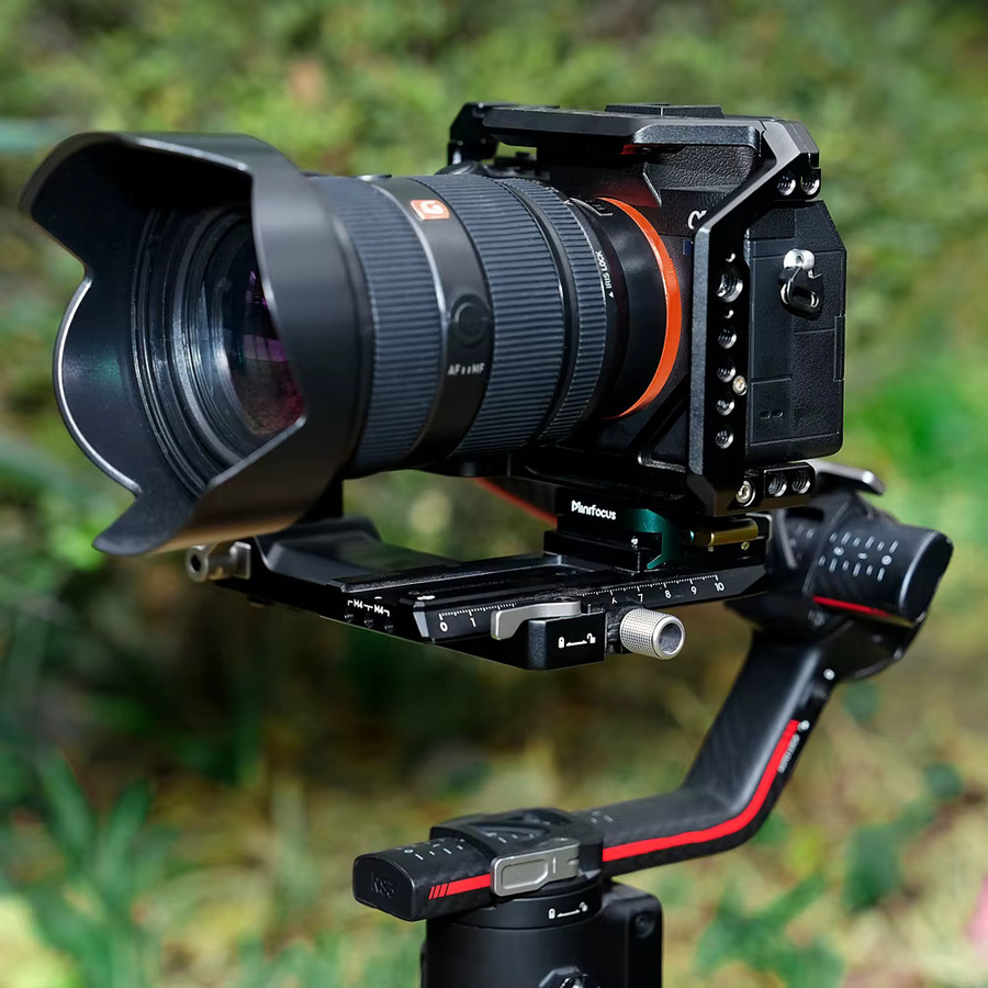 Minifocus Schnellwechselplatten-Set in Schwarz, Arca Swiss kompatible Kamerastativhalterung und Stativadapter für Sony, Nikon und DJI - Bild 2