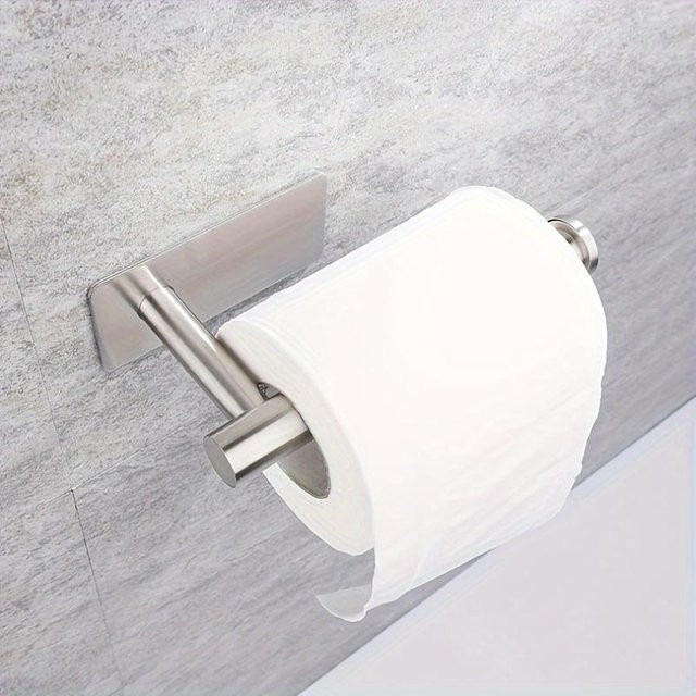 Edelstahl Toilettenpapierhalter zur Wandmontage mit selbstklebender Befestigung, Farbe: Weiß - Bild 1