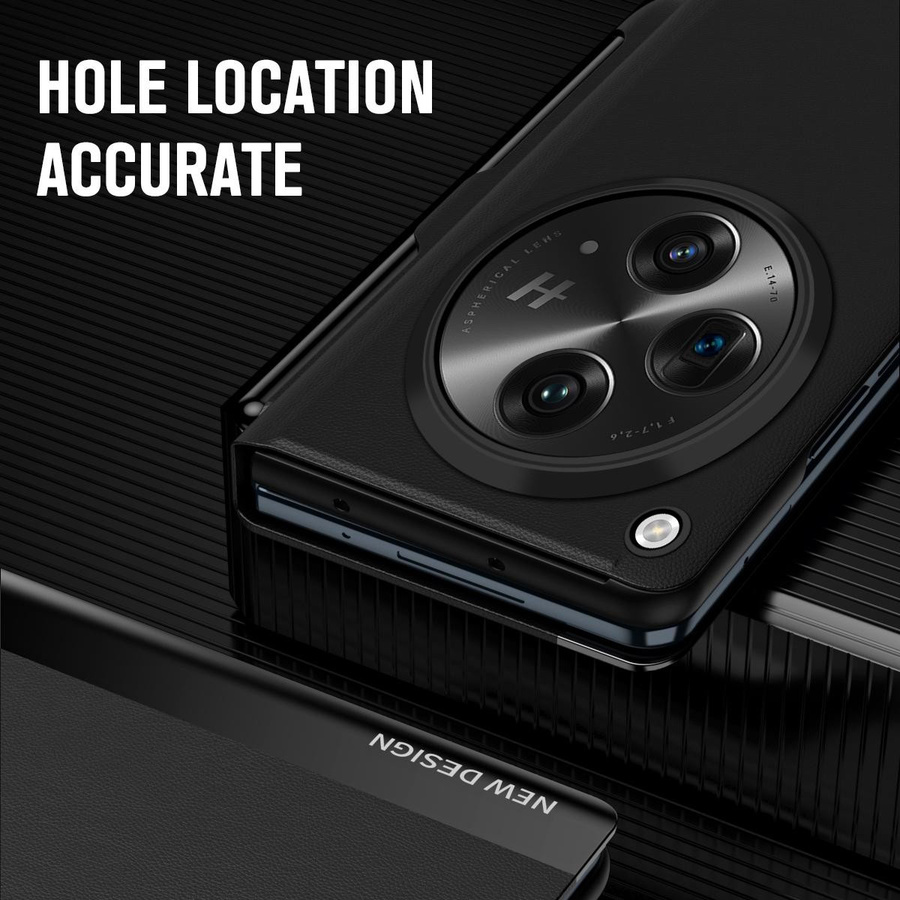 Magnetische PU Flip-Ledertasche für OPPO Find N3 in Schwarz mit Ständer und Stylus-Stift - Bild 2