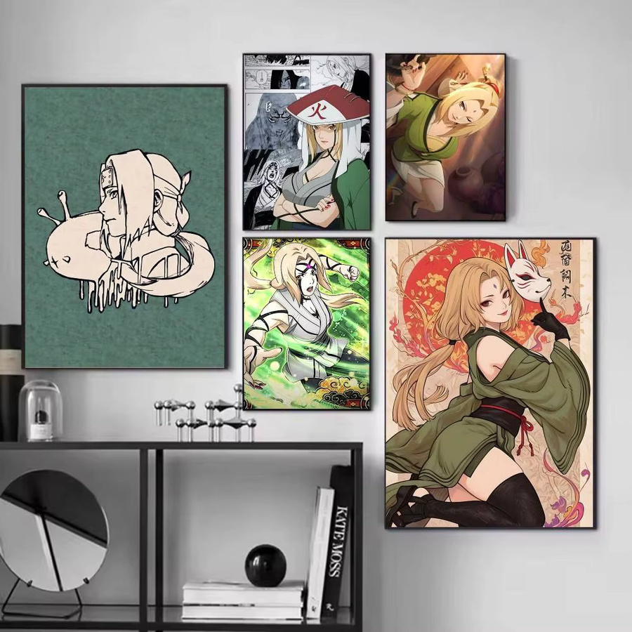 Naruto Tsunade Anime Poster als Vintage Wandkunst Illustration in Mehrfarbig - Bild 4