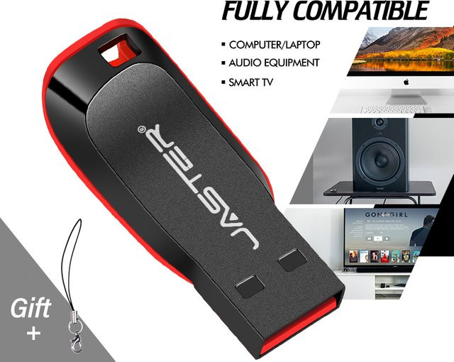 JASTER USB 2.0 Flash-Schlüsselanhänger in Schwarz mit Kapazitäten von 16 GB bis 128 GB - Bild 1