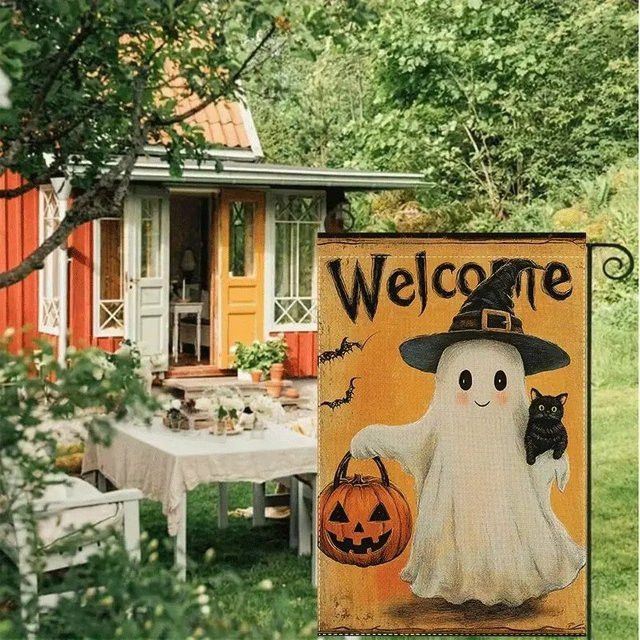 VIKAMA 5er Set Halloween Cartoon Geist Party-Dekoration als hängender Hintergrund und Gartenflagge - Bild 1