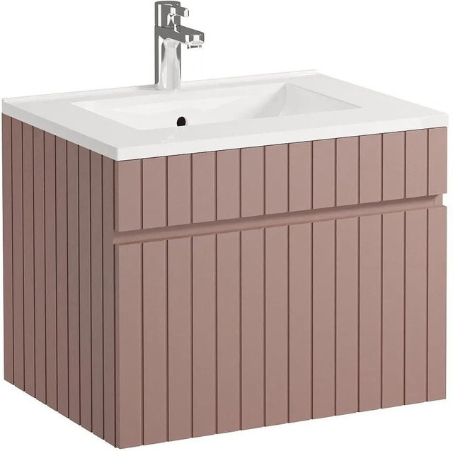 Vente-unique Einzelwaschtisch Satara in Puderrosa mit Streifenoptik, Breite: 60 cm - Bild 1