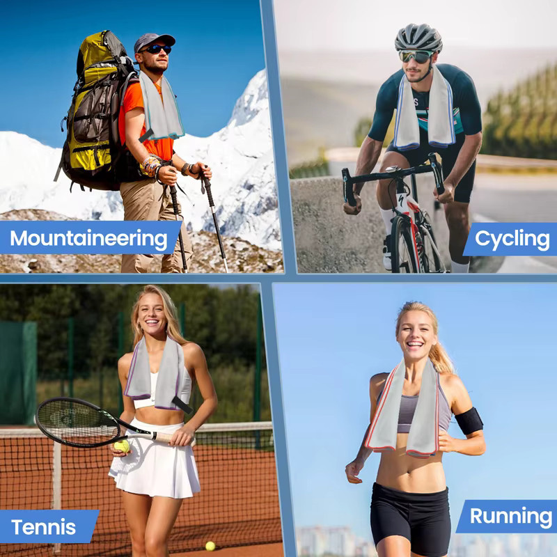 Tcaopoo Schnell trocknendes Mikrofaser-Sporttuch in Grau, B/H: 40 x 80 cm - Bild 5