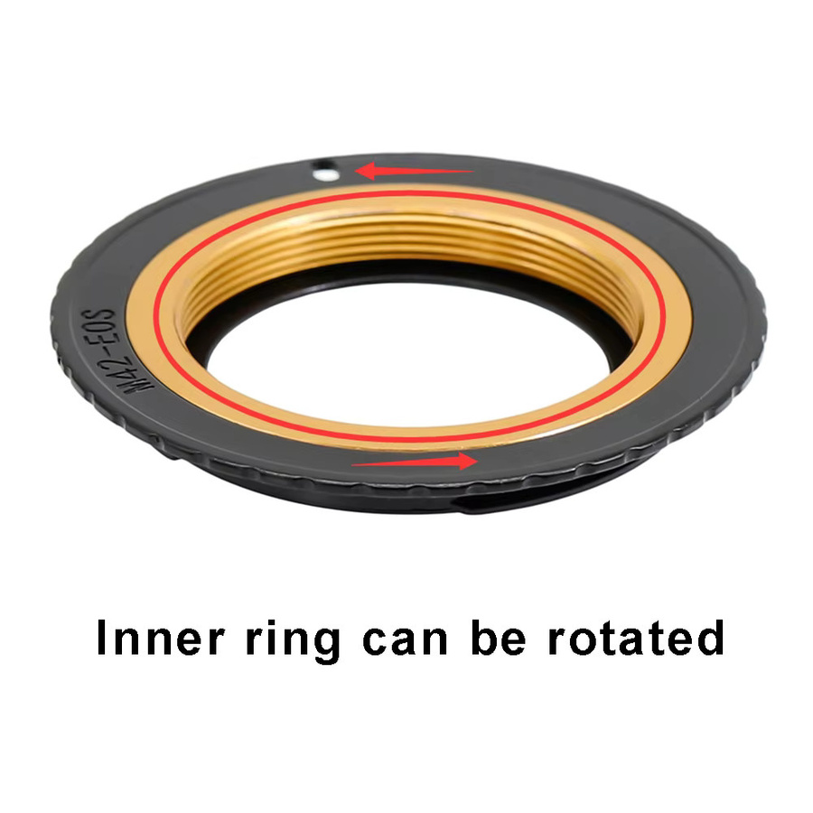 LingoFoto M42 zu Canon EOS EF/EF-S Adapterring mit verstellbarem Innenring, Schwarz - Bild 2