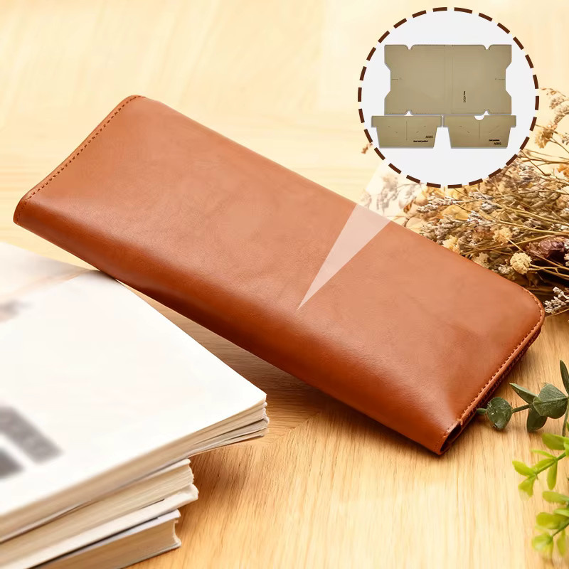 YOMDID DIY-Vorlage Set aus Kraftpapier für handgefertigte Lederwaren, 3 Stück, braun, zur Herstellung von langen Geldbörsen und Handytaschen - Bild 3