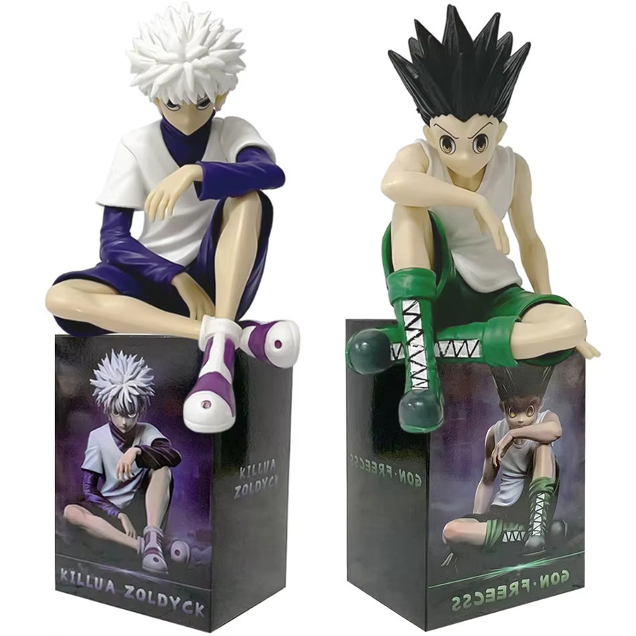 Bandai Hunter x Hunter Gon Freecss und Killua Zoldyck Anime Figuren Set aus PVC, Sitzende Figuren in Multicolor für Desktop und Sammler - Bild 3