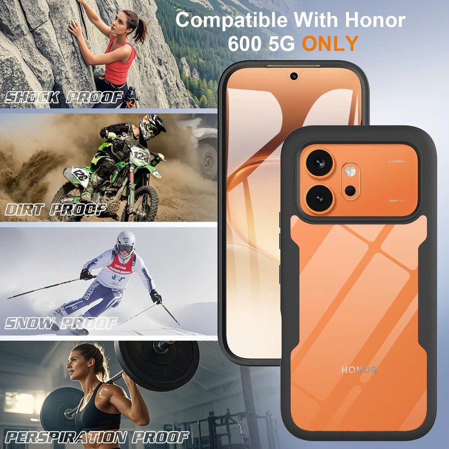 Transparente 360-Grad-Schutzhülle für Honor 600 Pro und Honor 600 5G aus PC und TPU, stoßfest und kratzfest - Bild 2