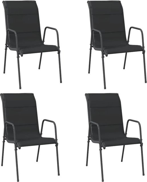 Furnicato Gartenstuhl-Set 4er Pack aus Stahl und Textilene in Schwarz und Anthrazit mit Armlehnen - Bild 1