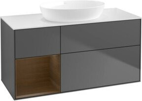 V&B Waschtischunterschrank Finion mit Wandbeleuchtung, Farbe: Weiß/Anthrazit/Grau, Breite: 120 cm, Tiefe: 50,1 cm, Höhe: 50,1 cm - Bild 1