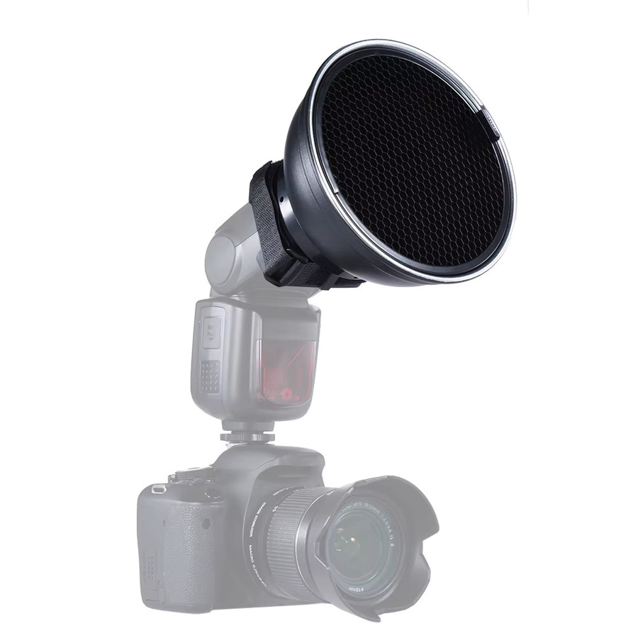 Andoer Beauty Dish Diffusor mit Wabenstruktur in Silber für On-Camera-Blitzgeräte wie Neewer, Canon und Nikon - Bild 2