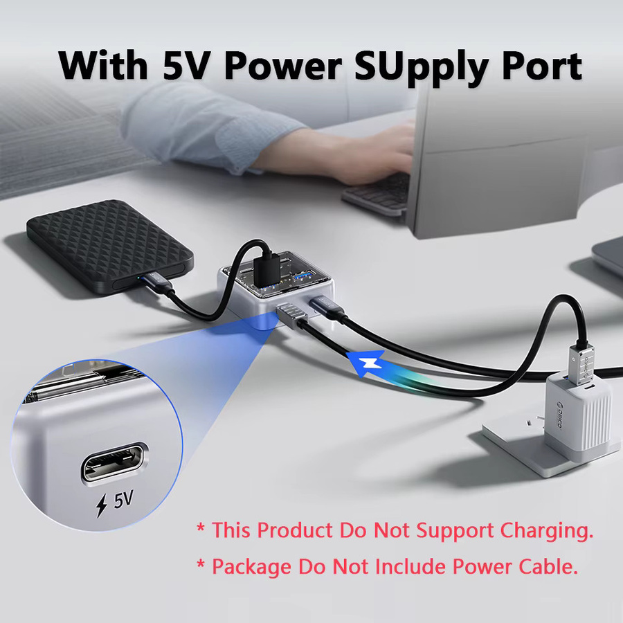 ORICO USB 3.2 Hub Multi 4 Port Docking Station mit USB-A und USB-C Slots, 10 Gbit/s, Silber - Bild 3