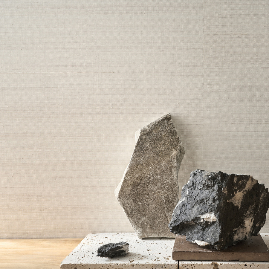 Omexco Tapete Ictu PU371 in Beige aus Textil und Vlies mit minimalistischem Naturdesign - Bild 1