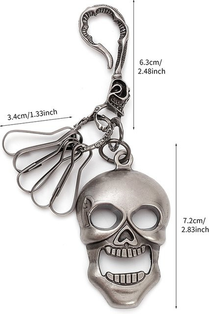 DPANCO Totenkopf Schlüsselanhänger, Metall, Silber, Unisex - Bild 1