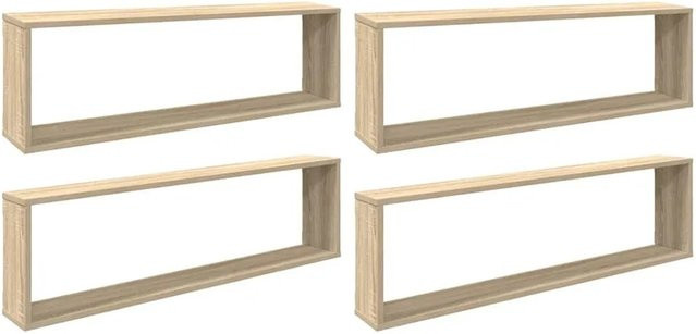 vidaXL Würfelregale Set 4 Stück Sonoma-Eiche, Wandregale aus Holzwerkstoff, B: 100 cm, T: 15 cm, H: 30 cm - Bild 1