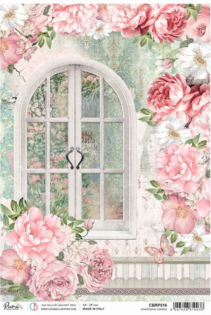 Motiv-Strohseide Ciao Bella Whispering Garden in Multicolor, Format A4 - Bild 1