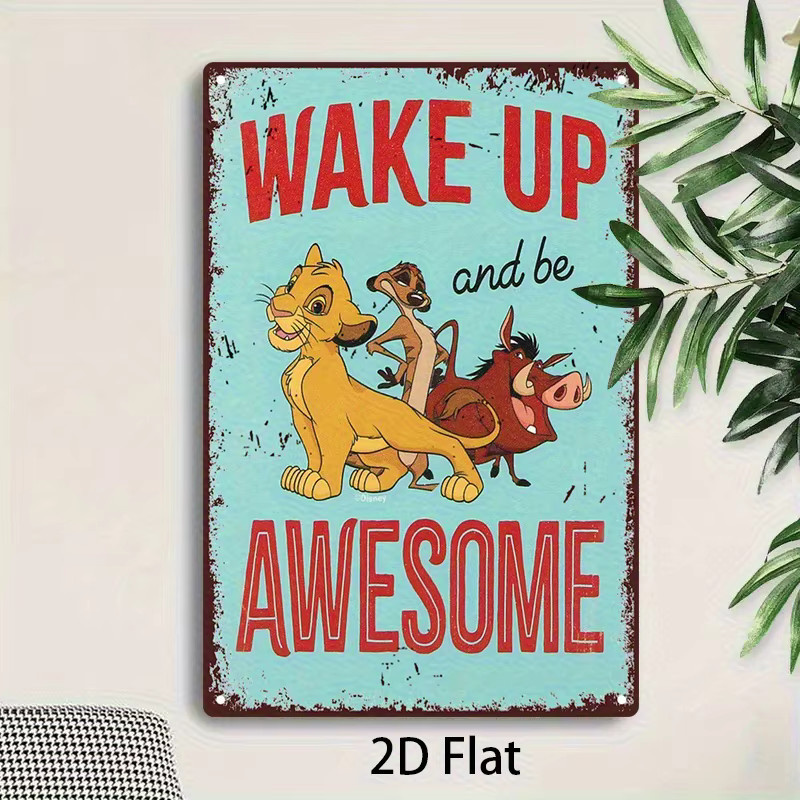 Potdemiel König der Löwen Wake Up and Be Awesome Vintage-Metallschild mit Simba, Timon und Pumbaa, Mehrfarbig - Bild 2
