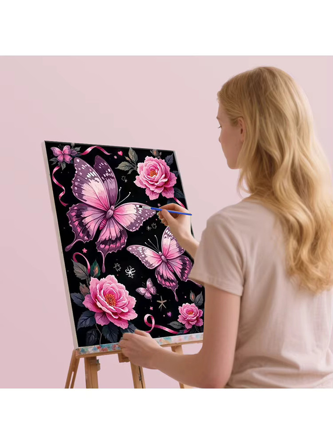 HUACAN Malen nach Zahlen Pfingstrosen-Blumen, Leinwand, Bunt / Mehrfarbig - Bild 3