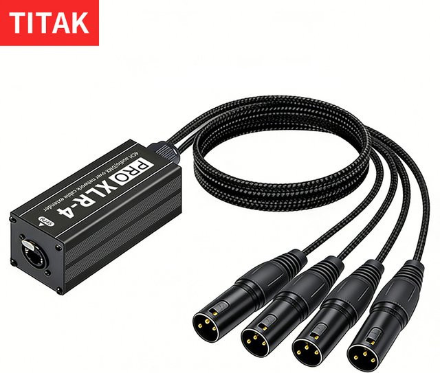 TITAK PRO XLR-4 4-Kanal Audio DMX Breakout Box in Schwarz mit RJ45 zu XLR Buchse für Ethernet/LAN zur Vereinfachung deines Kabellayouts für Bühnen-Sound und Beleuchtung - Bild 1