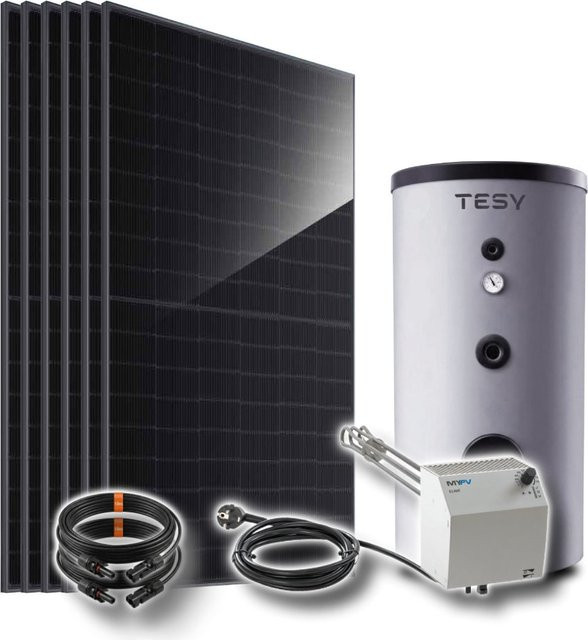 PV-Komplettset Warmwasser 2,6 kW mit MyPV Heizstab und TESY Warmwasserspeicher 200 l in Schwarz - Bild 1