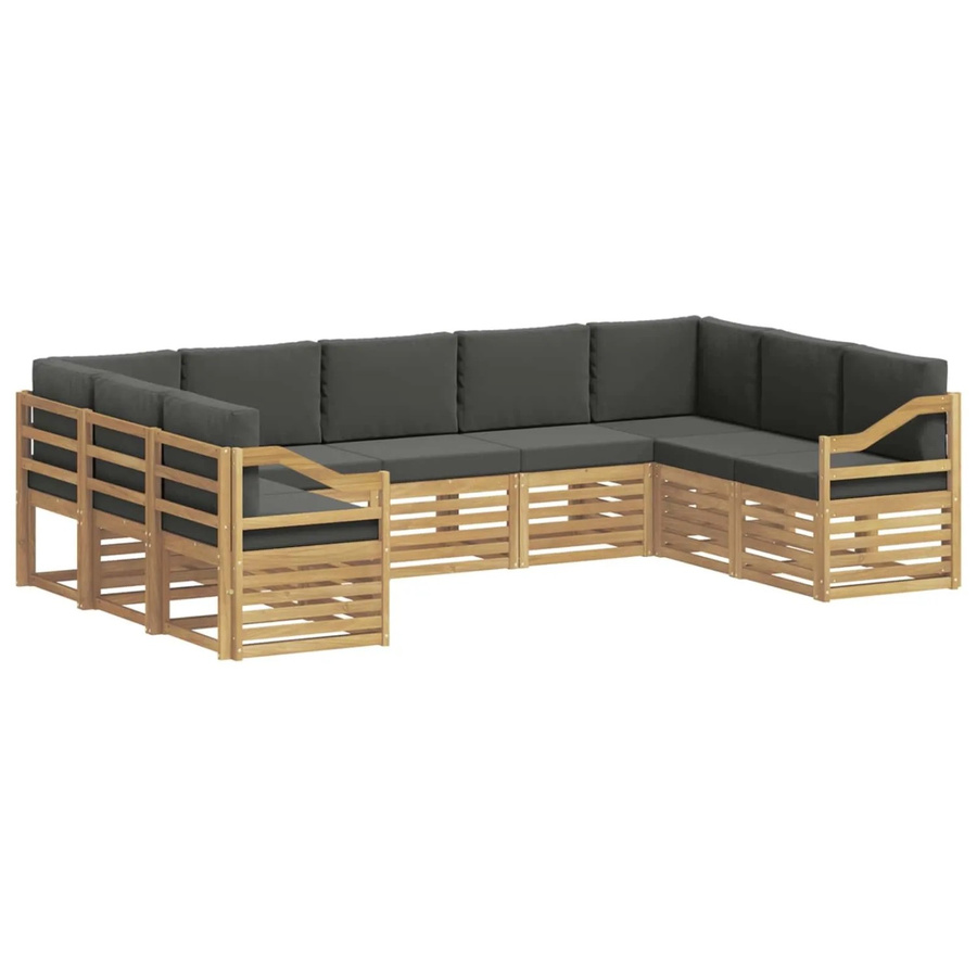 vidaXL Ecksofa Set 9-teilig in Weiß und Anthrazit mit Akazienholz und Polyester, B/T/H: 304 x 185,5 x 73 cm - Bild 2