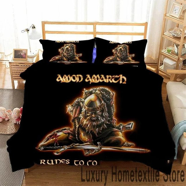 Bettwäsche-Set Amon Amarth von Binchi Outdoor Product in Schwarz mit Bettbezug und Kissenbezug, B/H: 135 x 200 cm - Bild 1