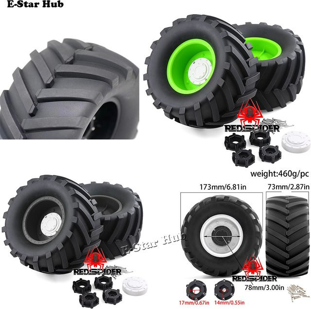 2-teiliges Set LKW Buggy Räder Reifen, 1/8, Schwarz, Gummi - Bild 1