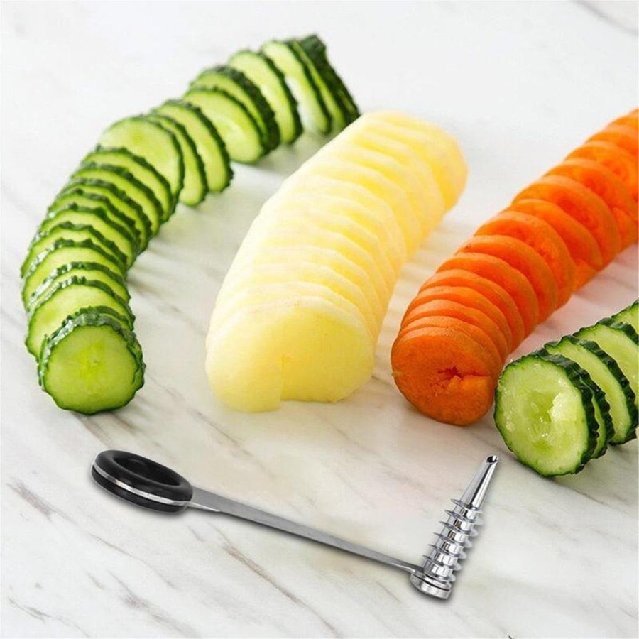 Fair Deal Direct Spiralschneider aus Edelstahl für Gemüse wie Gurken, Karotten und Kartoffeln in Silber - Bild 3
