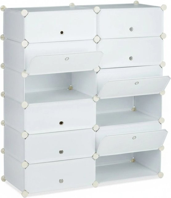 Relaxdays Schuhschrank aus Kunststoff und Metall in Weiß, B/H/T: 108 x 94 x 37 cm - Bild 1