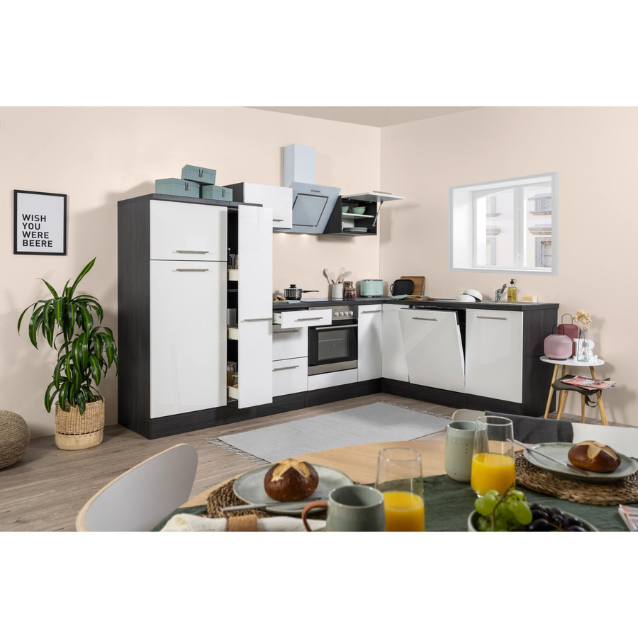 Respekta Premium Winkelküche RP290EWC modern in Hochglanz Weiß und Grau mit Soft-Close-Türen und Schubladen, B/T/H: 290 x 200 x 54,5 cm - Bild 2