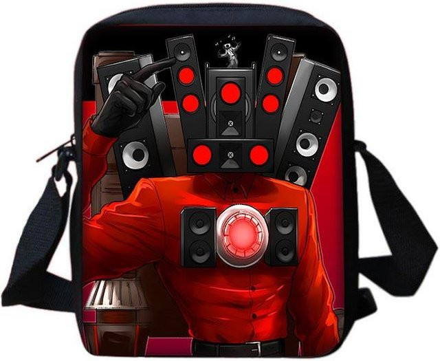 Titan Speaker Man Kinderschulrucksack Set mit Umhängetasche und Federmäppchen in Rot von Fancy Style Studio - Bild 1