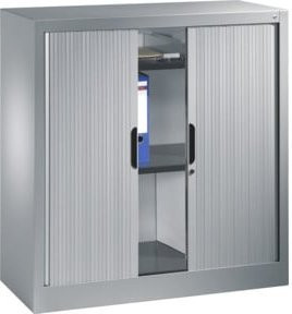 C+P Akten-Sideboard Omnispace mit Rollladen und Schloss, 2 Ordnerhöhen, Weiß-Aluminium, H: 103,0 cm, B: 100,0 cm, T: 42,0 cm - Bild 1