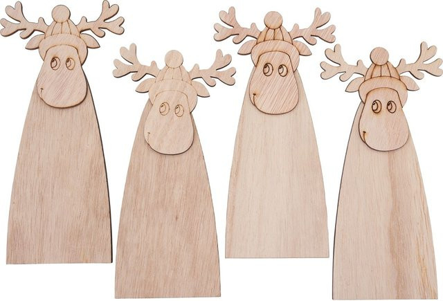 VBS Elch Kopf und Körper Malte aus Holz in Beige für die Weihnachtszeit - Bild 1