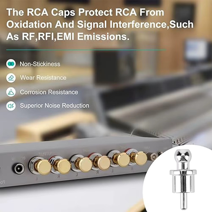 Shunmaii Vergoldete Rhodium RCA Schutzkappen für Audio-Lautsprecher und Verstärker in Gold - Bild 2