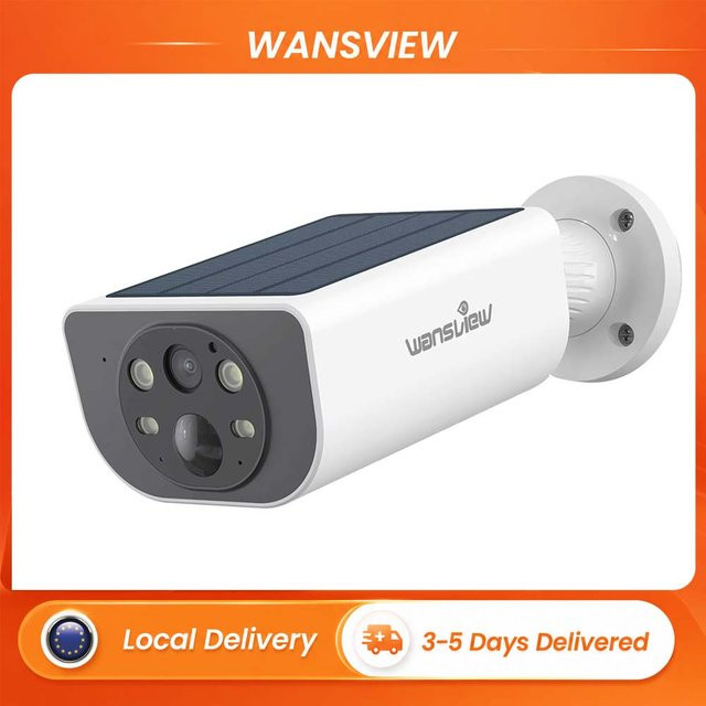 Wansview Outdoor-Solarkamera 2K 3MP Kabellose WLAN-Sicherheitskamera in Weiß mit PIR-Bewegungserkennung, Menschenerkennung, Farbnachtsicht und Zwei-Wege-Kommunikation für Alexa und Google Home - Bild 1
