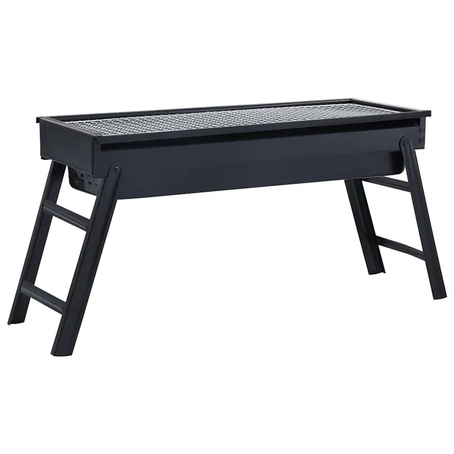 vidaXL Tragbarer Camping-Grill für Holzkohle in Schwarz, B/T/H: 60 x 22,5 x 33 cm - Bild 2