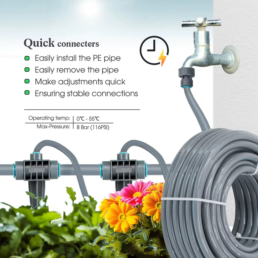 MUCIAKIE PE Schlaucharmaturen und Wasseranschluss-Adapter 3/8 Zoll für 9/12mm PE Rohre mit Reduzierstück, T-Stück und Winkelarmaturen aus Kunststoff - Bild 5