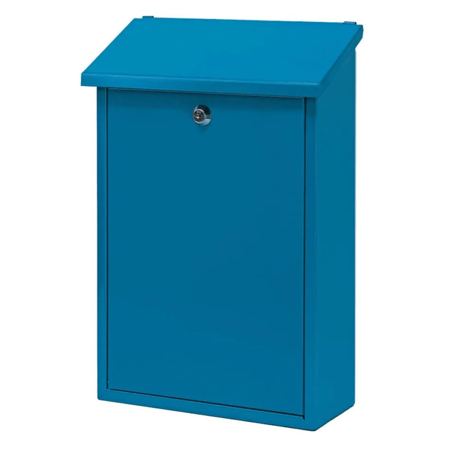 Wandbriefkasten PROREGAL Toledon mit Schrägdach und Zylinderschloss in Blau, H x B x T: 40 x 27 x 12 cm - Bild 2