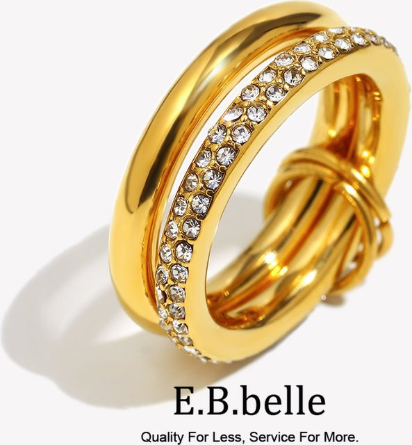 E.B.belle Ring Edelstahl, Gold, Kristall, Damen - Bild 1