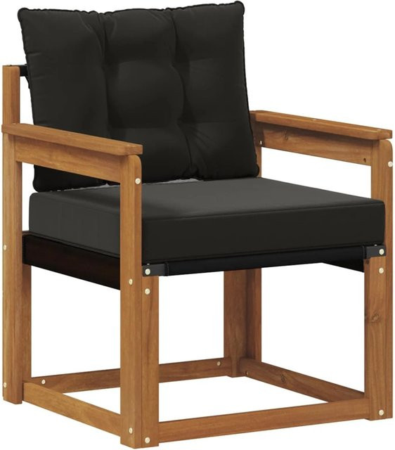 vidaXL 2er Set Outdoor-Sofagarnitur aus massivem Akazienholz und Textilene in Schwarz mit UV-beständigen Polstern - Bild 1