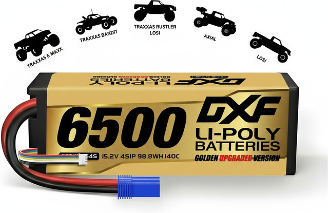 DXF Graphene Lipo 4S Akku Racing Series Hardcase 15,2V 6500mAh 140C mit EC5 Stecker Gold Version für RC Auto Truck Truggy 1/8 Buggy - Bild 1