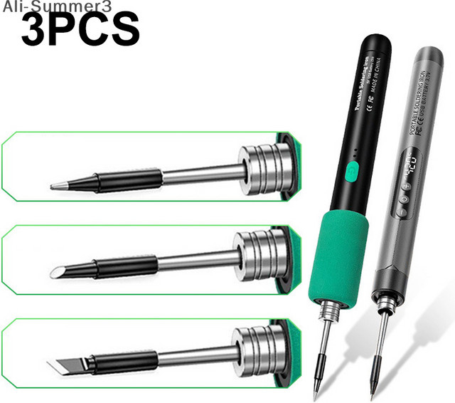 3er-Set USB Lötkolben Spitzen für 5V Batterie Lötkolben, Silber - Bild 1